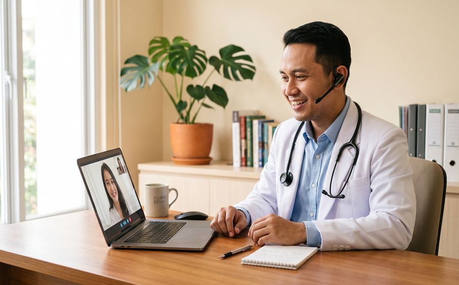 Dokter melayani konsultasi video