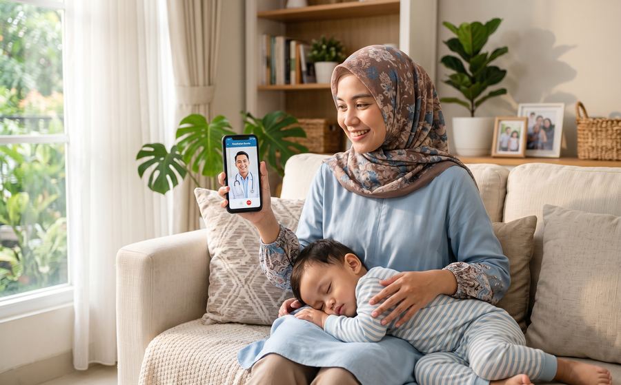 Ibu berkonsultasi dari rumah
