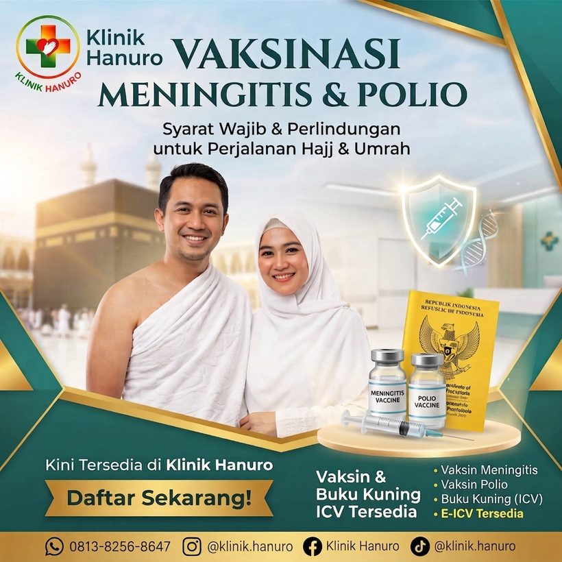 Vaksinasi meningitis dan polio untuk jemaah haji dan umroh di Klinik Hanuro